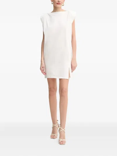 Pinko Padded-shoulder Dress In White