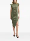 Pinko Padded-shoulder Side-split Midi Dress In Green