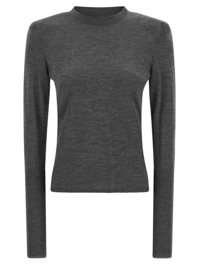 Pinko Merino-wool Sweater With Removable Shoulder Pads In Multi