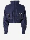 Pinko Padded Technical Nylon Down Jacket In Navy