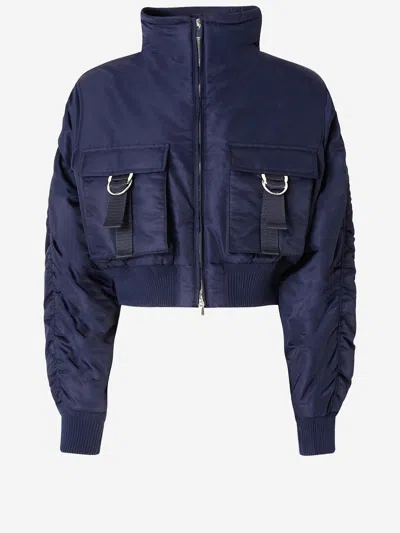 Pinko Padded Technical Nylon Down Jacket In Navy
