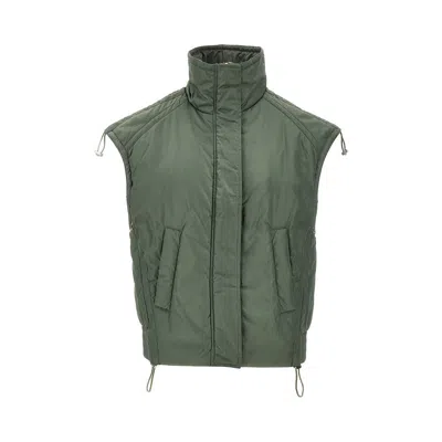 Pinko Padded Technical Twill Vest In Green
