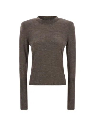 Pinko Sweater Featuring Padded Shoulders Long Sleeves In Brown