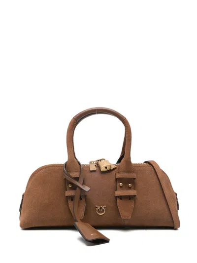 Pinko Padlock Top-handles Tote Bag In Brown
