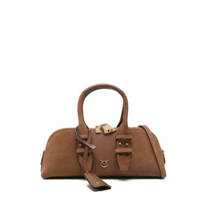 Pinko Padlock Top-handles Tote Bag In Brown