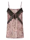 Pinko Lace And Metalized Detail V Neck Top In Pink