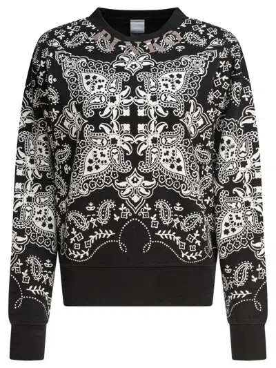 Pinko Paisley Pattern Cotton Sweatshirt In Black
