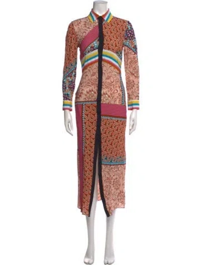 Pre-owned Pinko Paisley Print Long Dress In Orange
