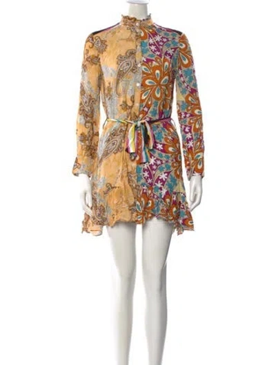 Pre-owned Pinko Paisley Print Mini Dress In Neutral