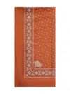Pinko Intricate Patterned Orange And White Viscose Scarf In Brown