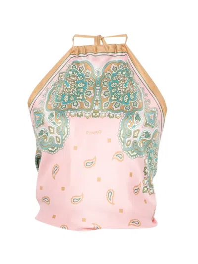 Pinko Viscose And Silk Blend Synchro Top In Pink