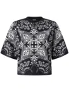 Pinko Crew Neck Paisley Pattern Short Sleeves Tops In Grey