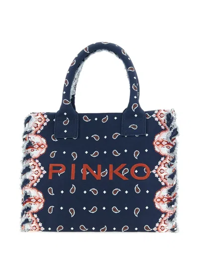 Pinko Paisley-pattern Tote Bag In Blue