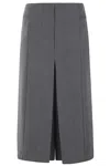 Pinko 'paladini' Grey Skirt With Slits In Tech Fabric Woman In Grigio Excalibur