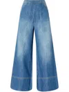 Pinko High-waisted Wide-leg Jeans With Vintage Wash In Blue