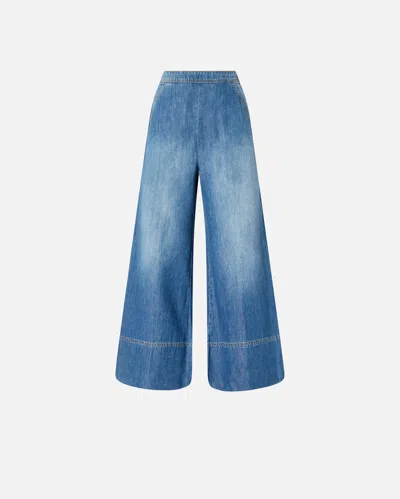 PINKO LINEN-BLEND DENIM PALAZZO JEANS