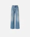 Pinko Palazzo Jeans In Soft Denim In Medium/light Vintage Wash