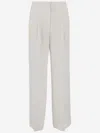 Pinko Palazzo Pants With Center Stripe And Concealed Closure In White