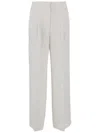 Pinko Palazzo Pants With Center Stripe And Concealed Closure In White