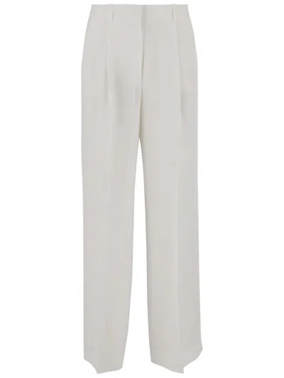 Pinko Palazzo Pants With Center Stripe And Concealed Closure In White