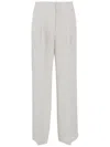 Pinko Palazzo Pants With Center Stripe And Concealed Closure In White