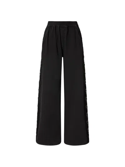 Pinko Black Palco Lace-detail Wide-leg Tailored Pants