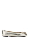 Pinko Ballet Flats Carla Argento Calf Leather In Pale Gold