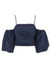 Pinko Cropped Top With Puff Sleeves And Straps