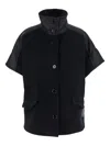 Pinko Short-sleeved Stand-up Collar Jacket In Blue