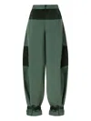 Pinko Panelled Belted Trousers In Green