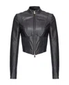 Pinko Zip-up Mock Neck Cropped Jacket In Black