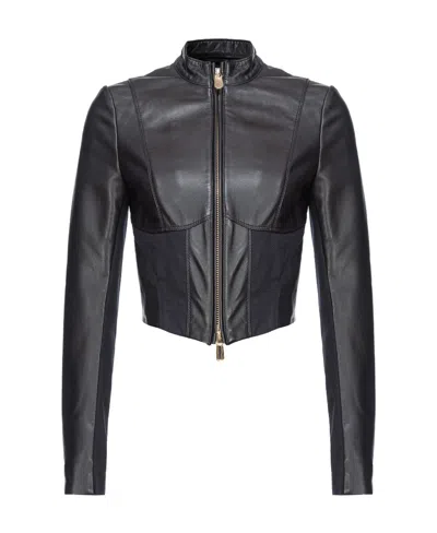 PINKO PINKO ZIP-UP MOCK NECK CROPPED JACKET