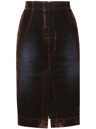 Pinko Panelled Denim Skirt In Dark Wash