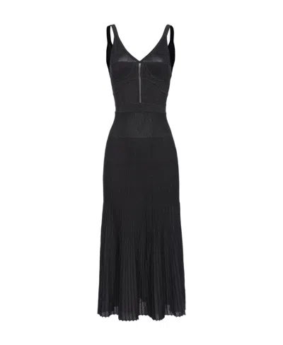 Pinko Panelled Lurex Corset Dress In Black