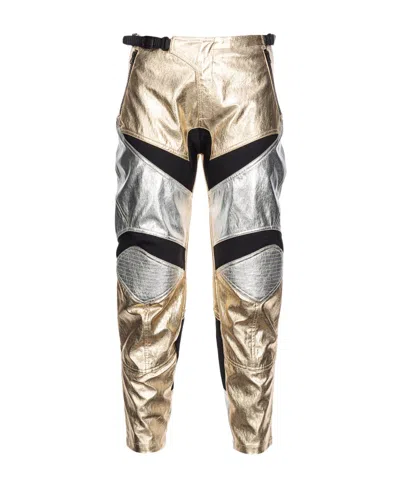 Pinko Panelled Metallic-finish Trousers In Multi