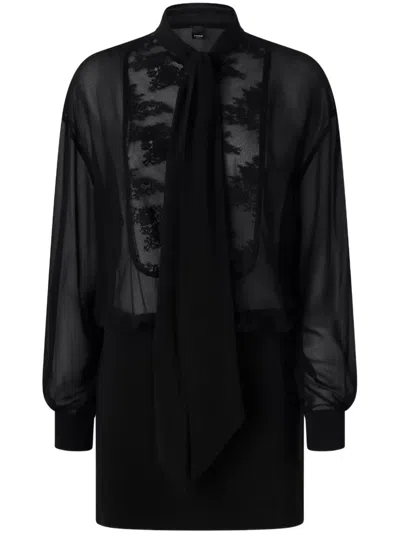 Pinko Panelled Mini Dress In Black