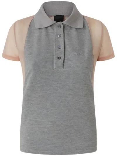 Pinko Panelled Polo Top In Gray