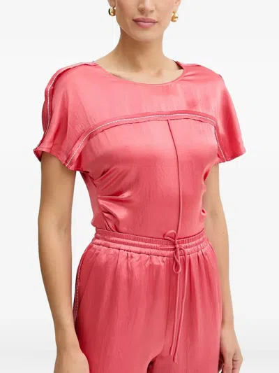 Pinko Panelled Short-sleeve Top In Brown
