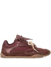 Pinko Yulia Sneakers In Suede With Nylon Inserts In Burgundy