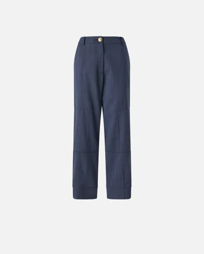 Pinko Textured Wool Balloon Trousers In Blue