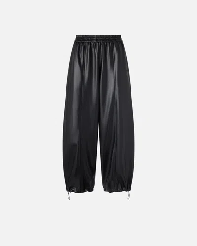 Pinko Faux Leather Balloon Trousers In Limo Black