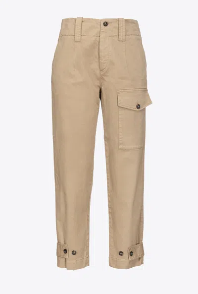 Pinko Globo Tapered-leg Cargo Trousers In Brown