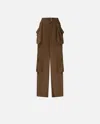 Pinko Transparent Georgette Cargo Pants In Green Old England
