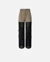 Pinko Wide-leg Cargo Trousers With Semi-sheer Georgette In Flask Brown