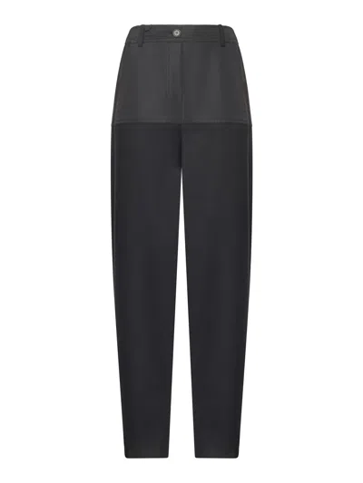 Pinko Double-fabric Trousers In Black