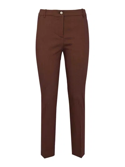 Pinko Nice Brown Stretch Linen Trousers