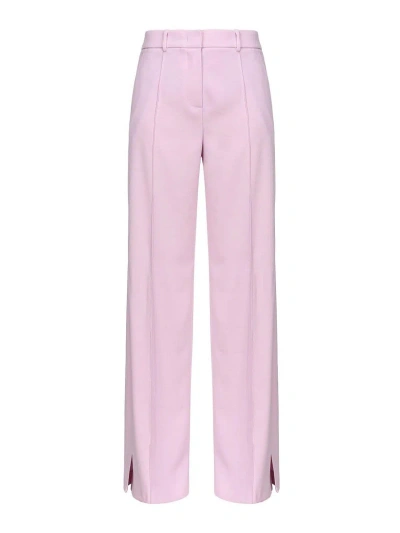 Pinko High-waisted Wide-leg Trousers In Orchid Smoke