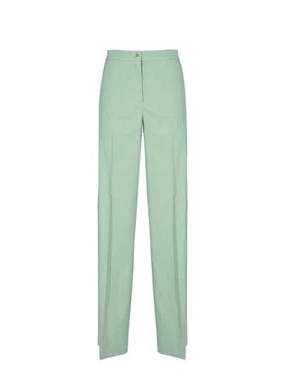 Pinko Jacopone Trousers In Stretch Linen In Green