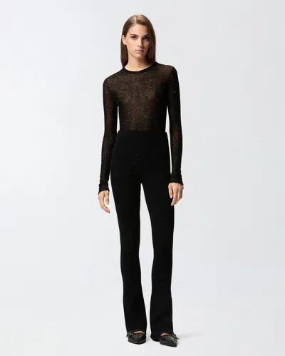 Pinko Pantaloni Lunghi Svasati In Maglia In Black