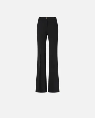 Pinko Tailored High-waisted Flared Trousers With Polished Button Detail In Black